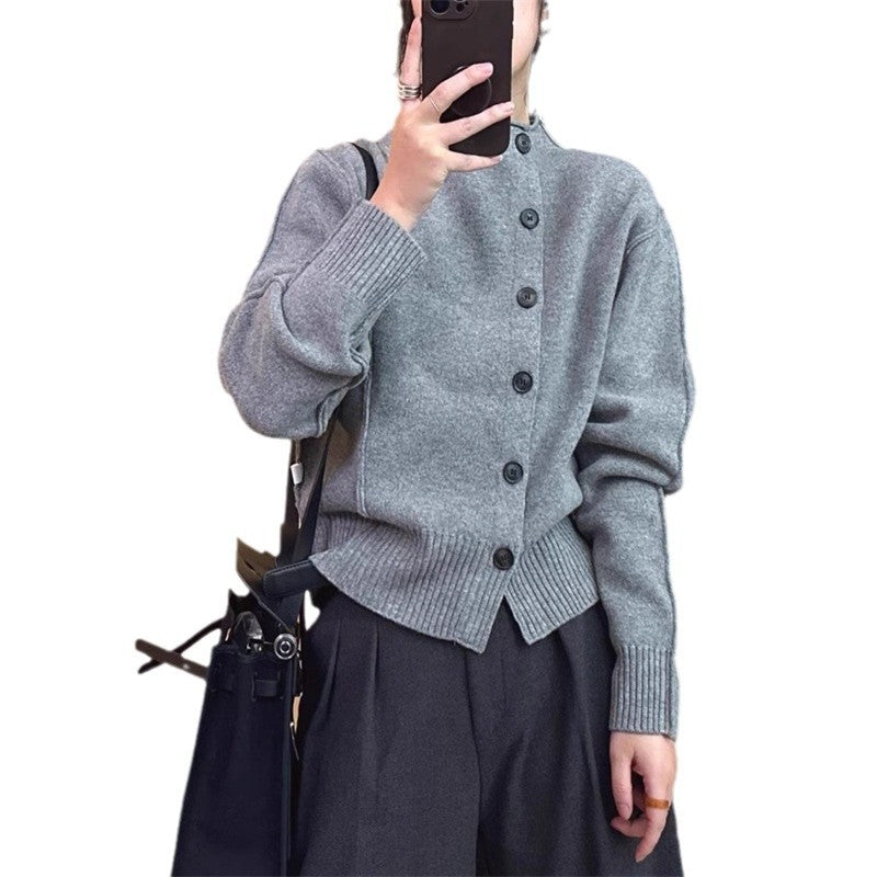Damen Strickjacke mit Knopfverschluss und Rippdetails Drune