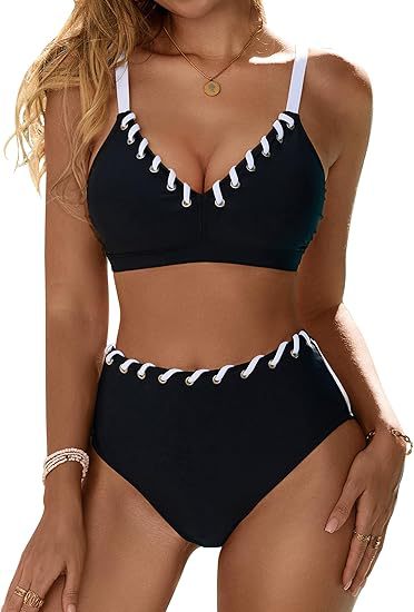 Damen Hochgeschnittener Bikini mit Schnürdetails Drune