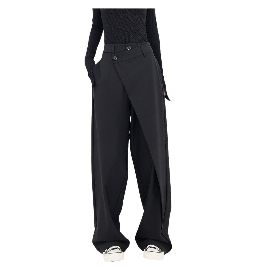 Damen elegante weit geschnittene Palazzo-Hose mit asymmetrischen Schnittdetails Drune