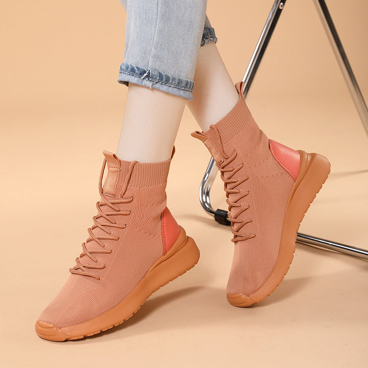 Damen High-Top Sock-Style Sneakers mit atmungsaktivem Strick-Obermaterial Drune