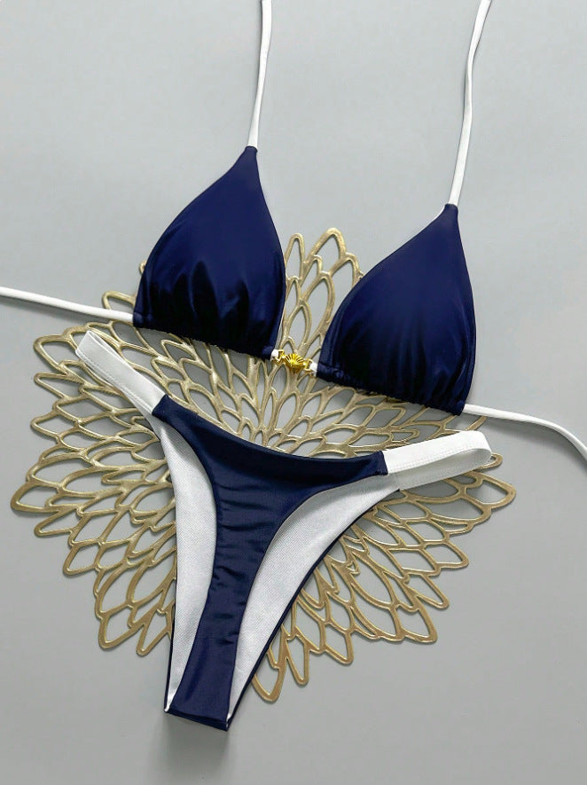 Damen Triangel-Bikini mit modischen Kontrastdetails Drune