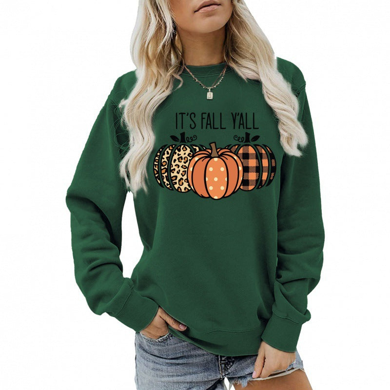 Damen nan lässiges Herbst Sweatshirt mit Kürbismotiv und Rundhalsausschnitt Drune