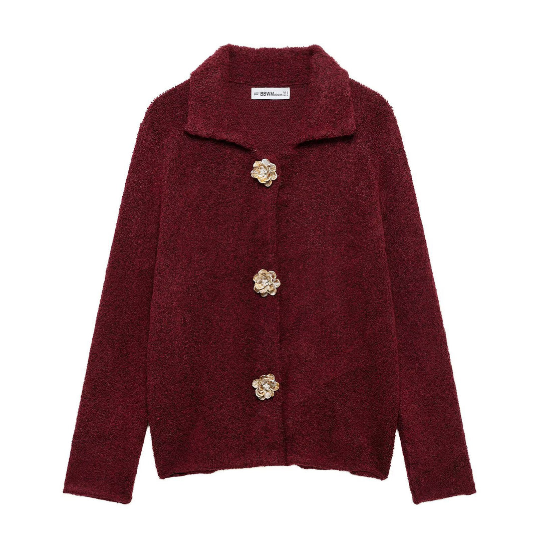 Damen Kuschelige Fleecejacke mit eleganter Knopfleiste Drune