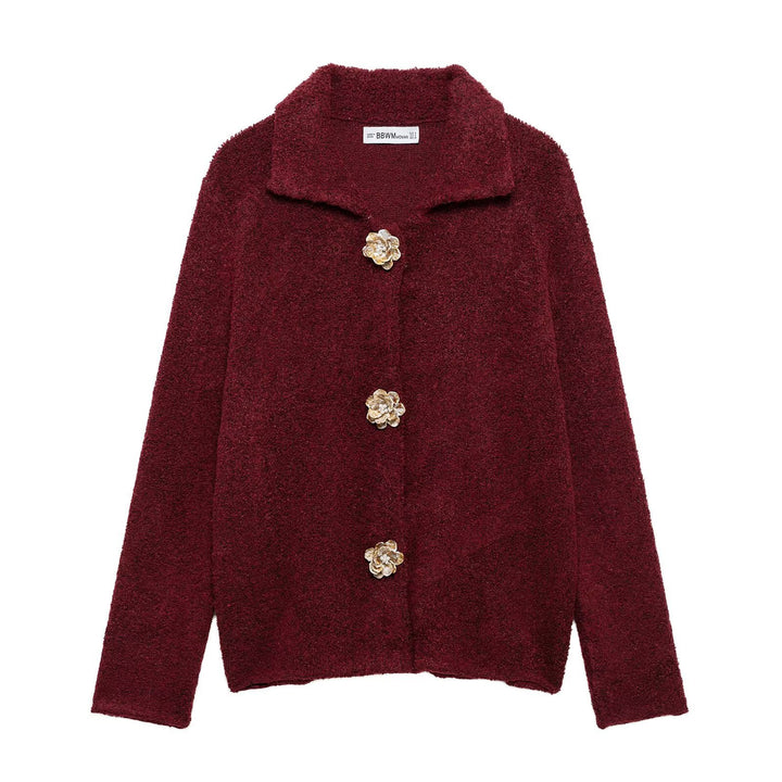 Damen Kuschelige Fleecejacke mit eleganter Knopfleiste Drune