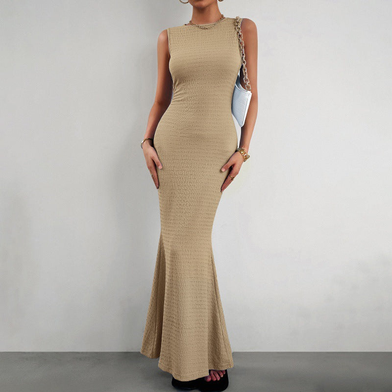 Damen Elegantes Maxikleid mit formschmeichelnder Silhouette und unauffälligem Texturmuster Drune