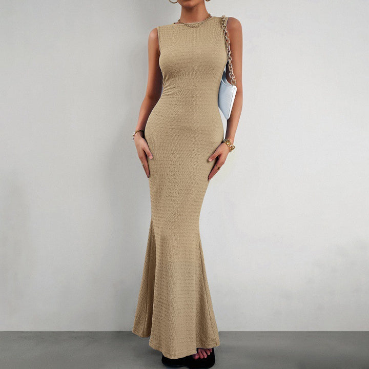 Damen Elegantes Maxikleid mit formschmeichelnder Silhouette und unauffälligem Texturmuster Drune