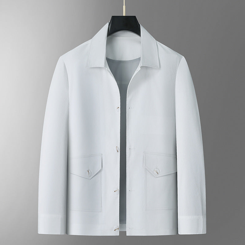 Herren Übergangsjacke im Overshirt‑Stil mit Hemdkragen und aufgesetzten Pattentaschen Drune