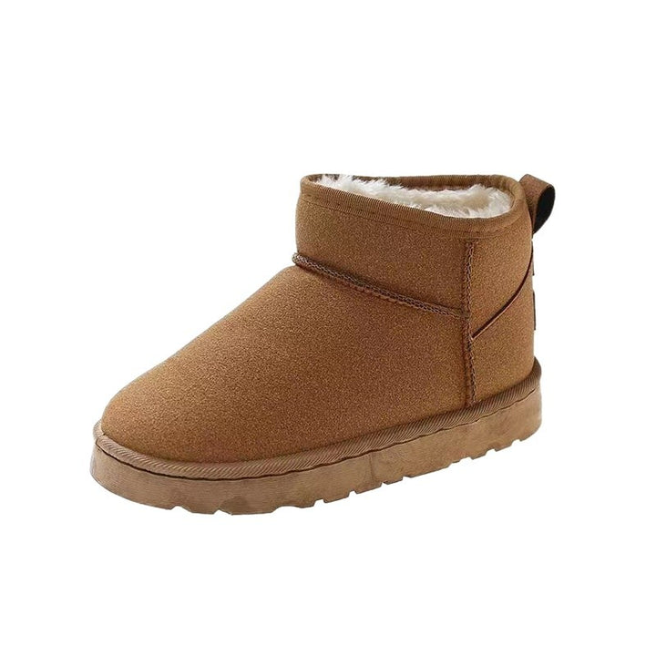 Damen Gefütterte Kurz-AnklDruneoots aus Veloursimitat mit Teddyfutter und dämpfender Plateau-Sohle Drune