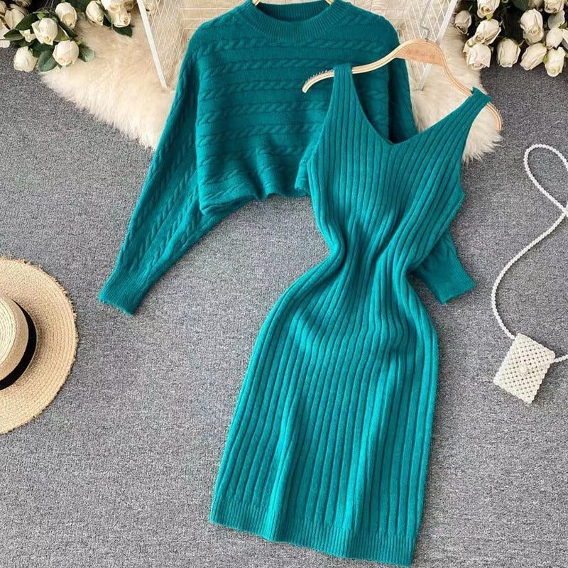 Damen Strickkleid- und Pullover-Set Drune