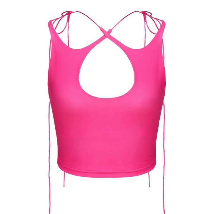 Damen Crop-Top mit einseitigem Cut-Out und trendigen Bändern Drune