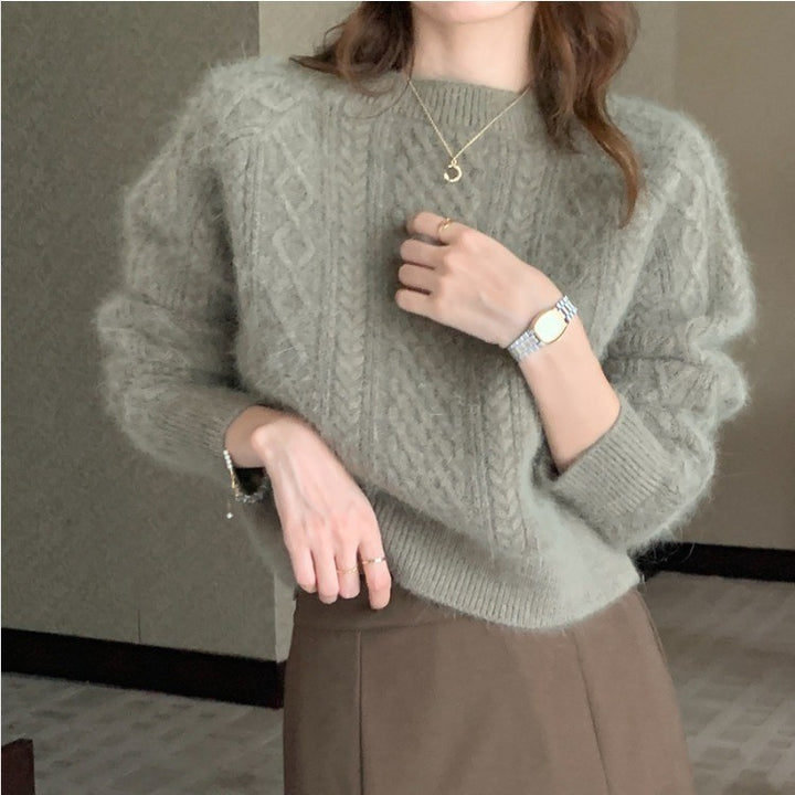 Damen Grober Strickpullover mit einzigartigem Zopfdesign und lässigem Schnitt Drune