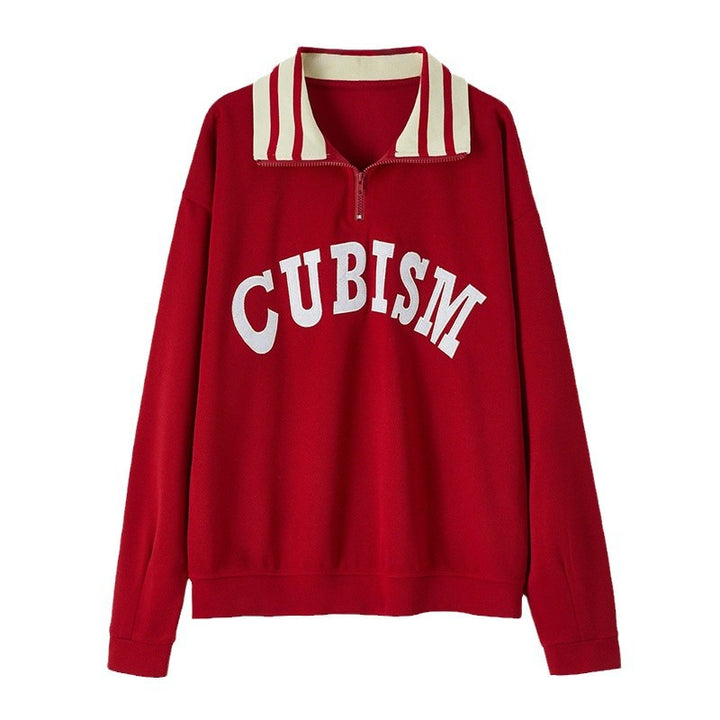 Damen Sportlicher Pullover mit kontrastierendem Kragen Drune