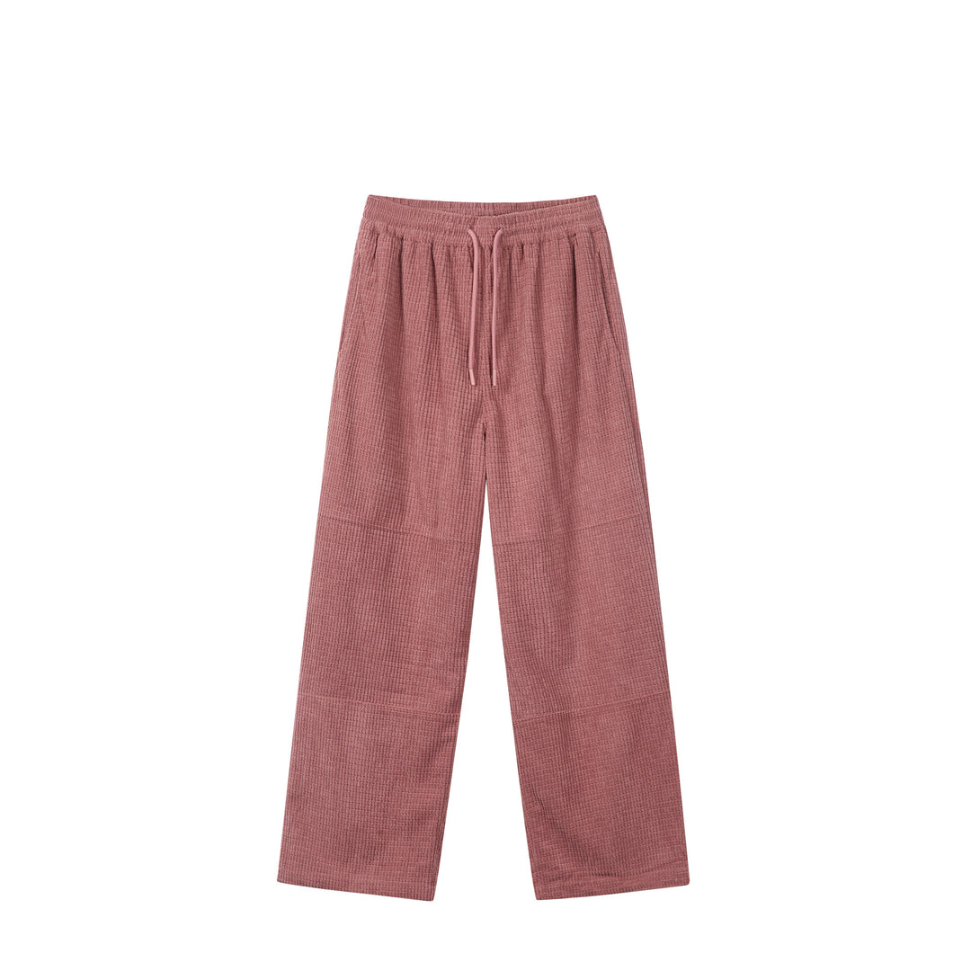 Damen Waffelstrick-Loungehose mit weitem Bein, elastischem Bund und Tunnelzug Drune