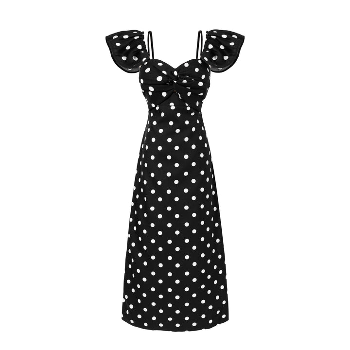 Damen Maxikleid mit Puffärmeln und elegantem Knotendetail Drune
