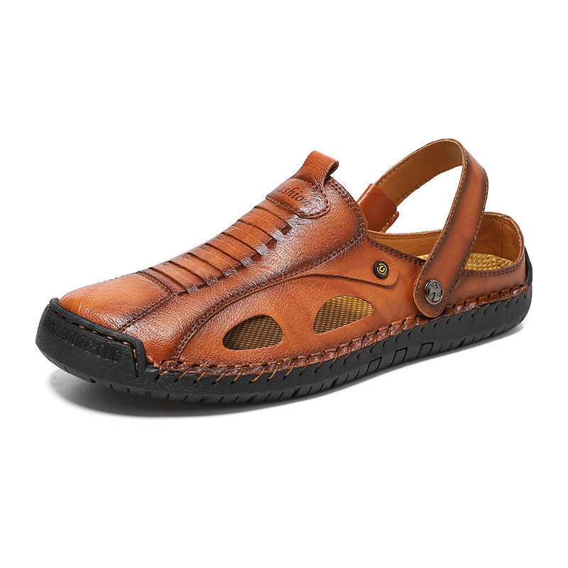 Herren Atmungsaktive Lederfreizeitschuhe mit offenem Fersendesign Drune