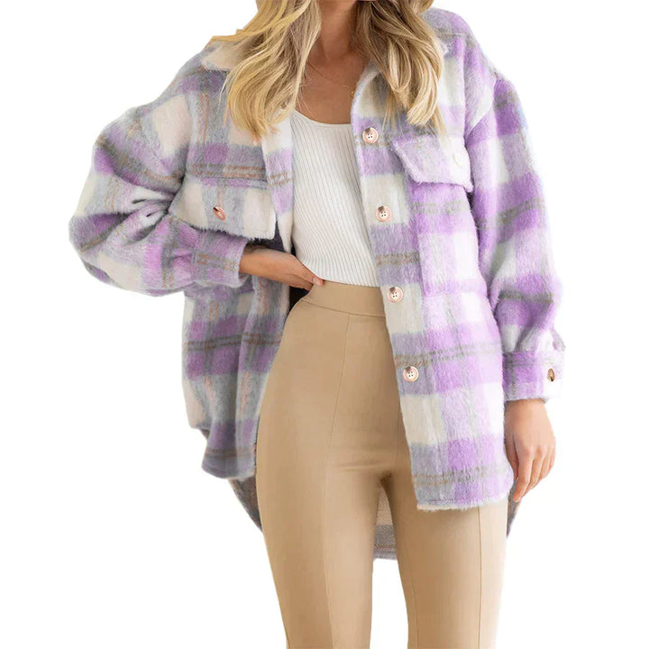 Drune | Street Hipster Stylischer Kariert Wollmantel für Damen | Trendy und Warm