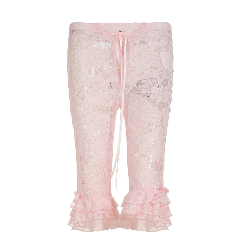 Damen Fußlose Boho-Hose mit gesticktem Detail Drune
