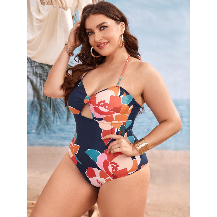 Damen Einteiler Badeanzug mit floralem Cut-Out und verstellbaren Trägern Drune