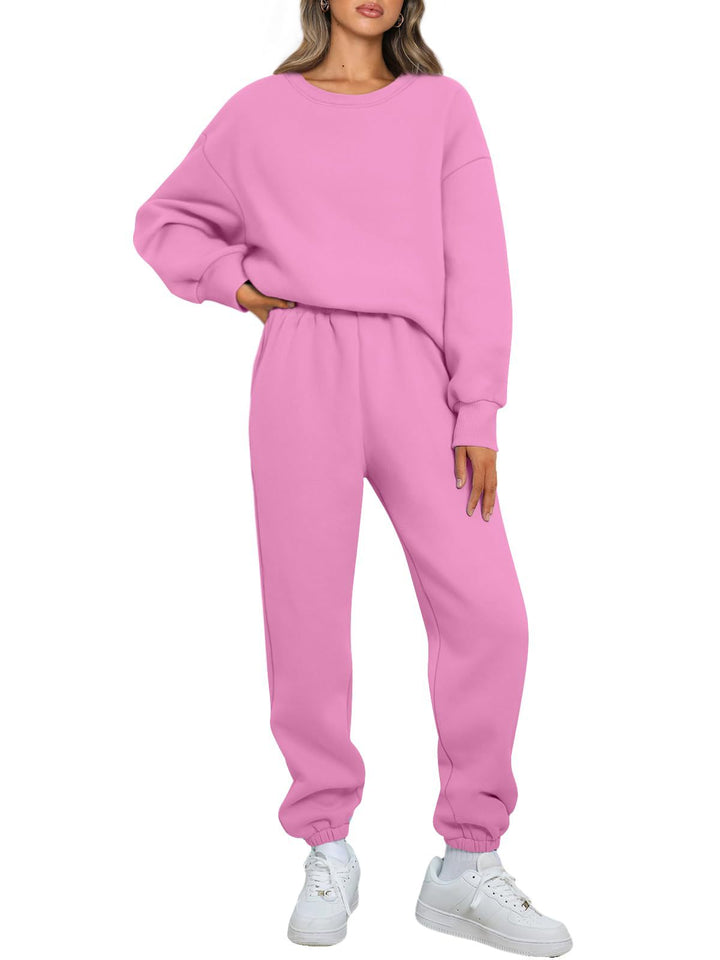 Damen nan gemütliches zweiteiliges Lounge-Set aus French-Terry mit Oversize-Sweatshirt und taillierter Jogginghose Drune