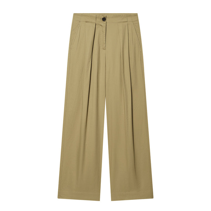 Damen Weite Plissee-Hose mit hoher Taille und markanten Vorderfalten Drune