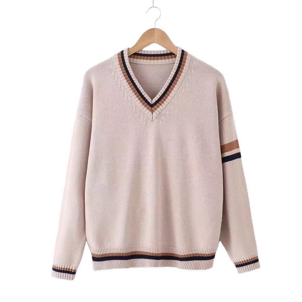 Damen Eleganter V-Ausschnitt Pullover Drune