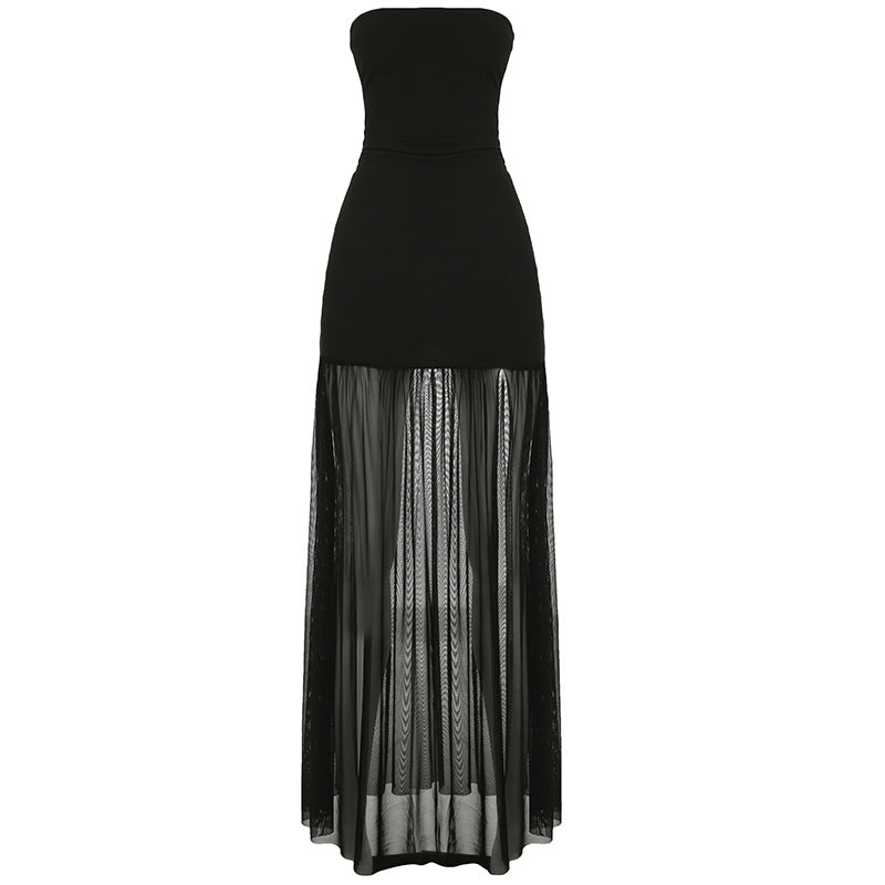 Damen Maxikleid mit elegantem Rüschensaum und figurbetontem Oberteil Drune