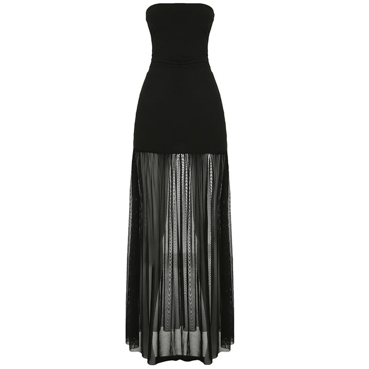 Damen Maxikleid mit elegantem Rüschensaum und figurbetontem Oberteil Drune