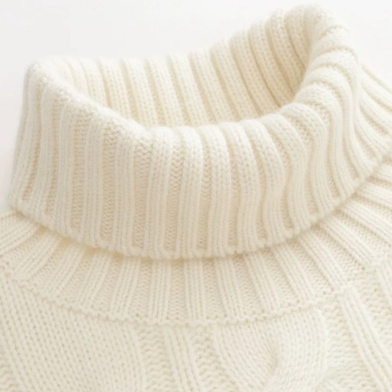 Damen Kurzgeschnittener Zopfmuster‑Turtleneckpullover mit kastiger Silhouette Drune