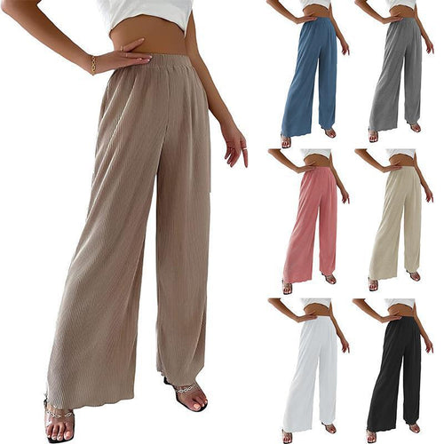 Damen Fließende Plissierte weit geschnittene Hose Drune