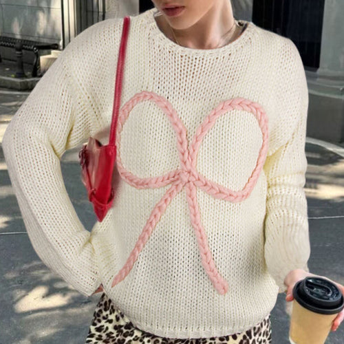 Damen Strickpullover mit geflochtenem Schleifenmotiv Drune