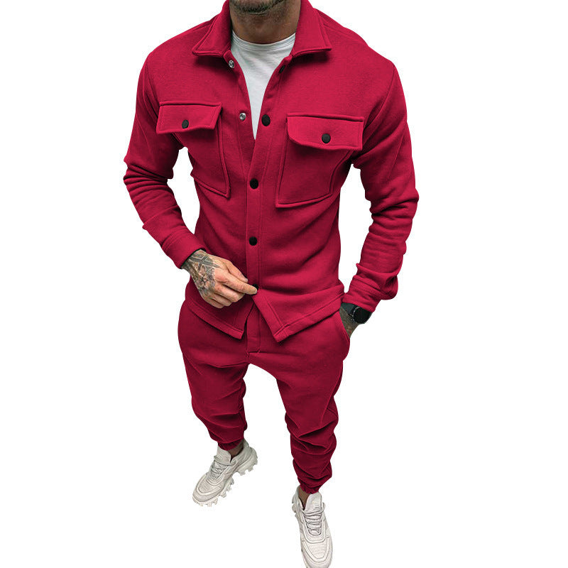 Herren Utility-Overshirt aus French-Terry mit Pattentaschen und Druckknopfverschluss Drune