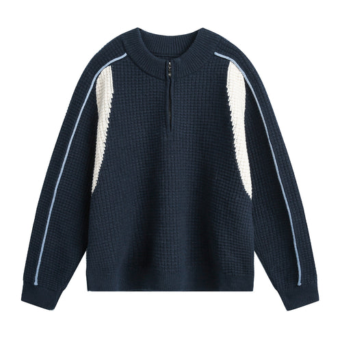 Herren Strukturierter Strickpullover mit halbem Reißverschluss Drune