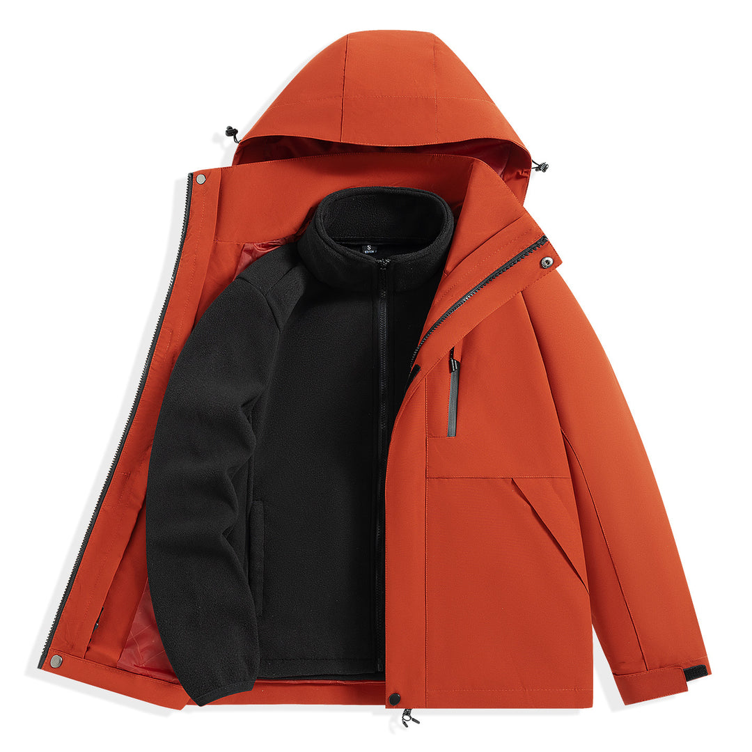 Herren zweilagiger Outdoorparka mit herausnehmbarer Fleece-Innenjacke und Kapuze Drune