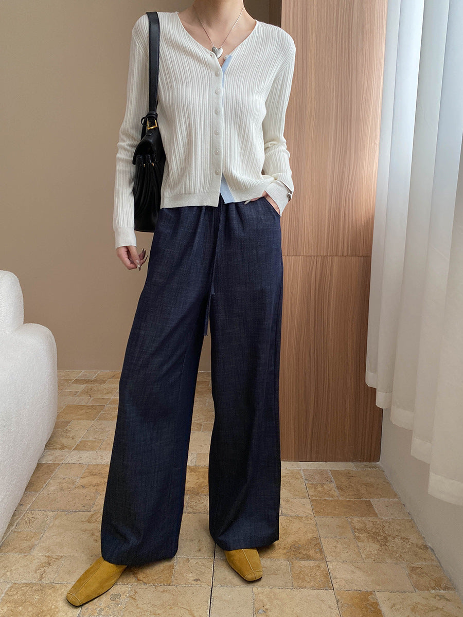 Damen elegantes Off-Shoulder-Oberteil mit feiner Rippstruktur und lässiger Passform Drune