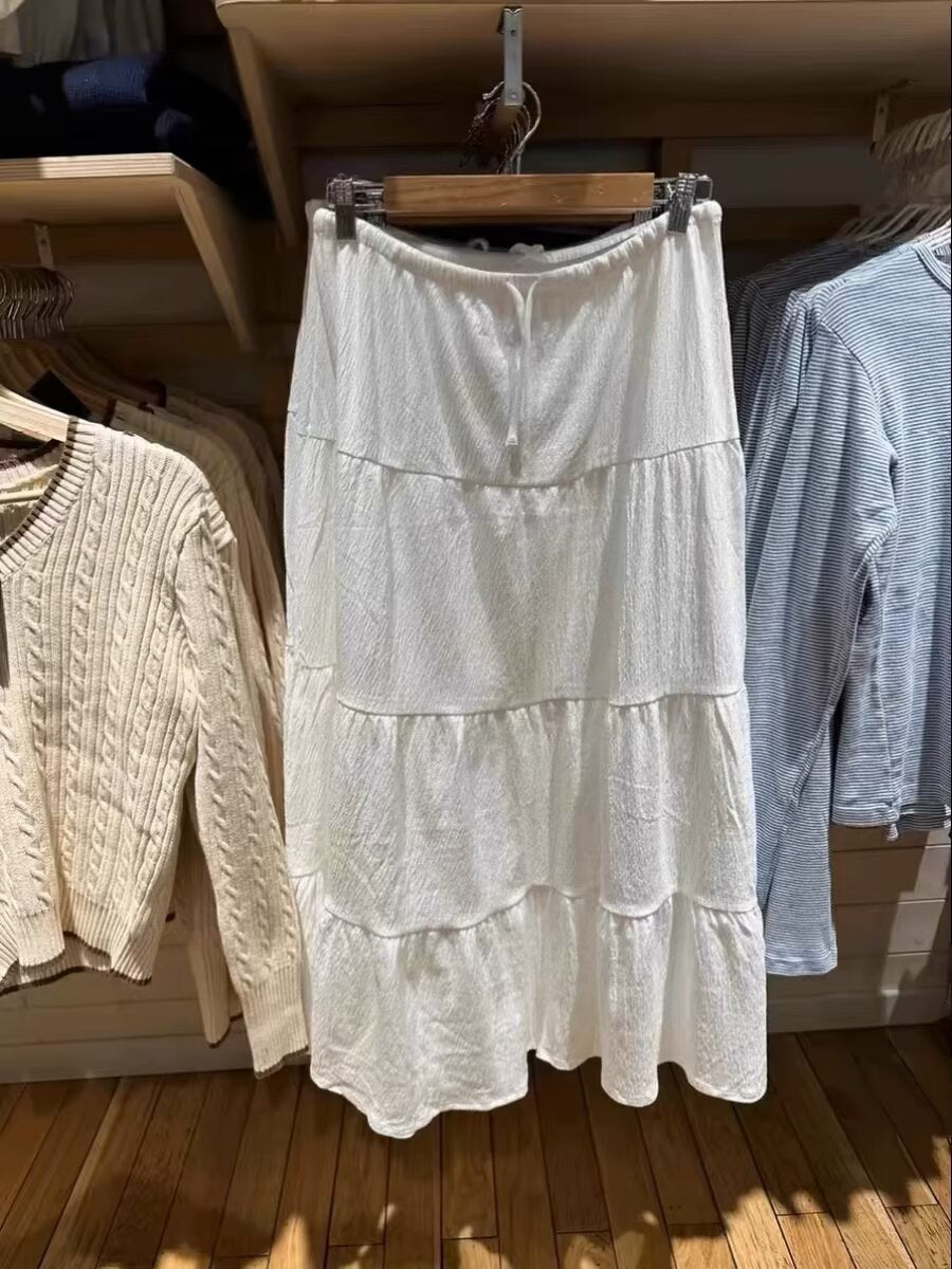 Damen lässiger Maxi-Rock mit voluminösem Stufen-Design Drune