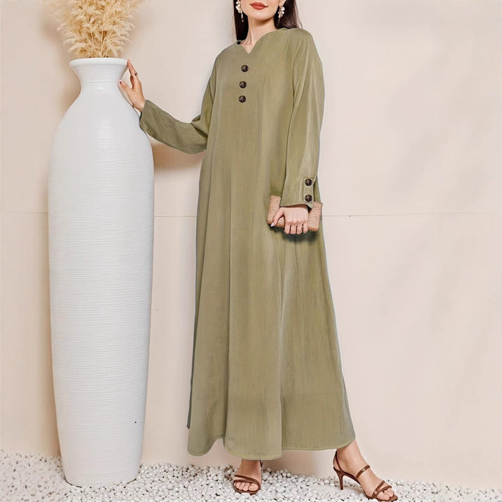 Damen Maxikleid mit eleganter Knopfleiste Drune