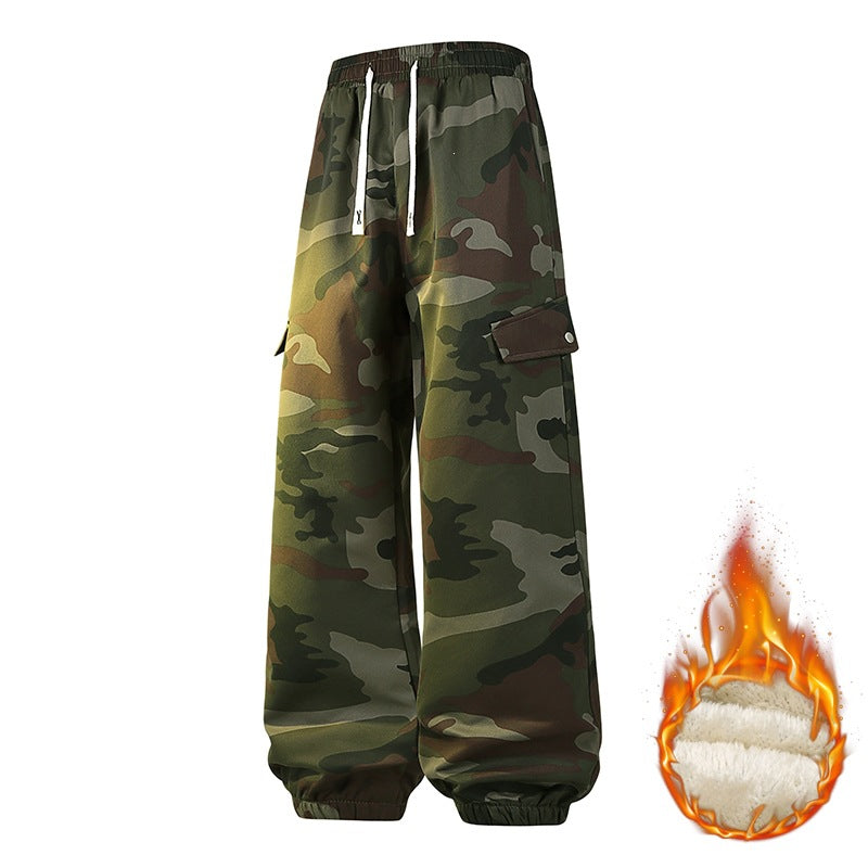 Herren Gefütterte Cargo-Jogginghose im Camouflage‑Militärlook Drune