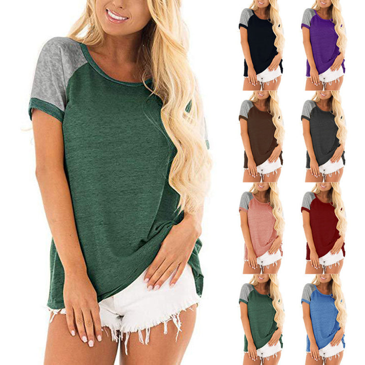 Damen lässiges Raglan T-Shirt mit Kontrastärmeln Drune