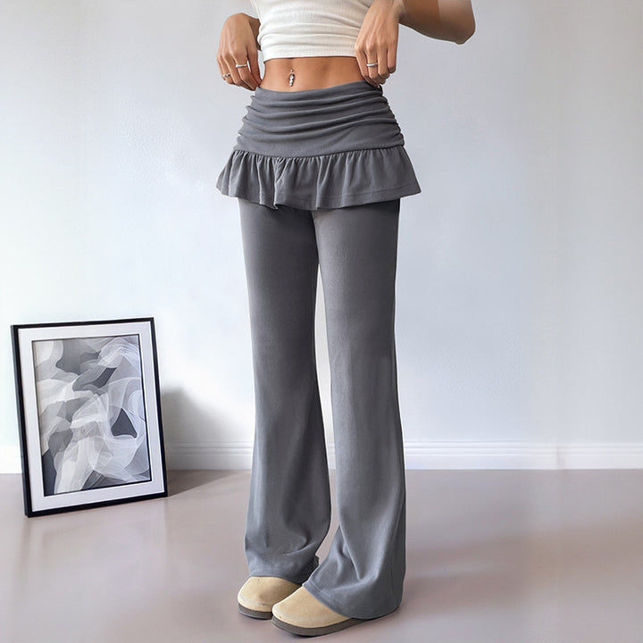 Damen Freizeit-Hosen mit Volantbund und weitem Bein Drune