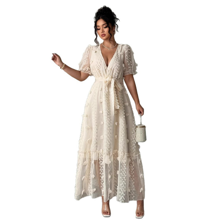Damen Chiffon-Maxikleid mit Blütenapplikationen