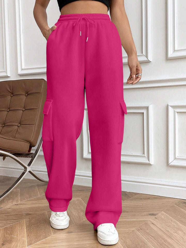 Damen Weite Cargohose im Jogger‑Stil mit Kordelzug Drune