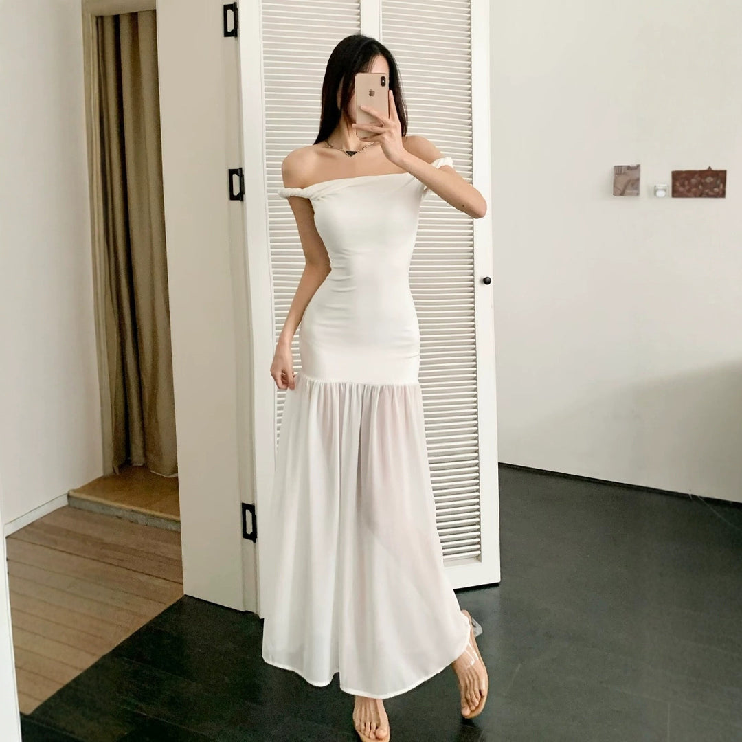 Damen Maxi-Kleid mit elegantem Schößchen Drune