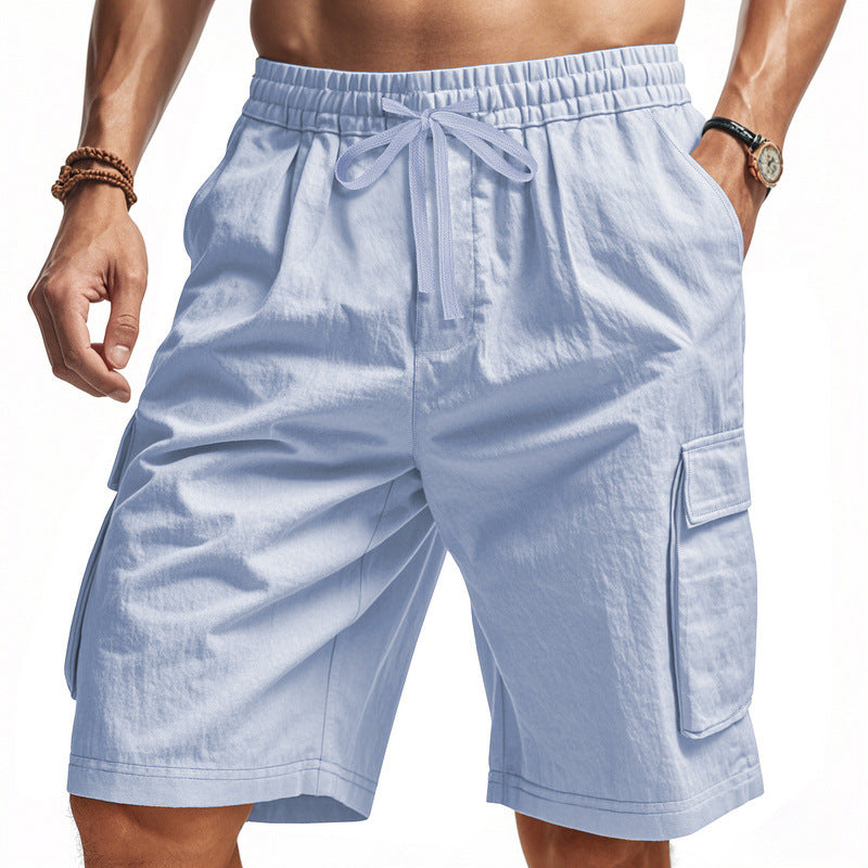Herren nan knielange Utility-Shorts aus leichtem Baumwollmix mit elastischem Tunnelzugbund und aufgesetzten Klappentaschen Drune