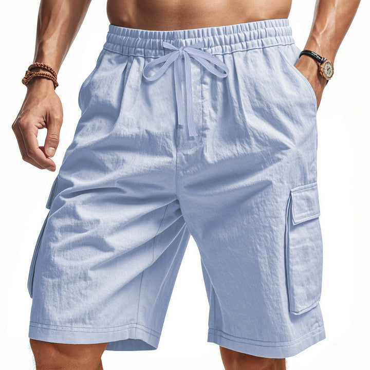 Herren nan knielange Utility-Shorts aus leichtem Baumwollmix mit elastischem Tunnelzugbund und aufgesetzten Klappentaschen Drune