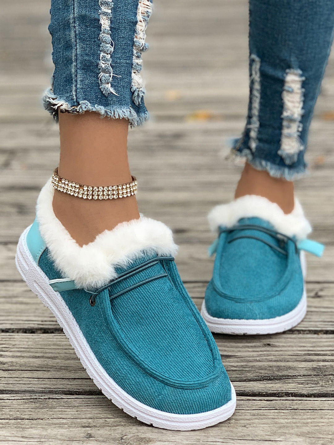 Damen Flauschige Slip-On Hausschuhe mit weichem Innenfutter Drune