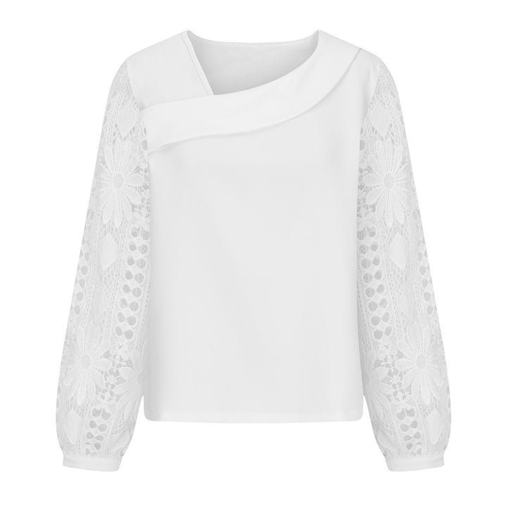 Damen Bluse mit quadratischem Ausschnitt und gehäkelten Spitzenärmeln Drune