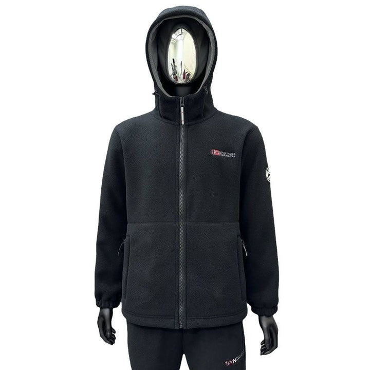 Herren Fleece-Kapuzenjacke mit windabweisender Oberfläche und Reißverschlusstaschen Drune