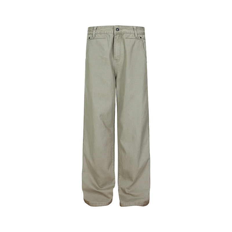 Herren Weite Canvas-Hose im Palazzoschnitt mit hoher Bundpassform und geradem Bein Drune