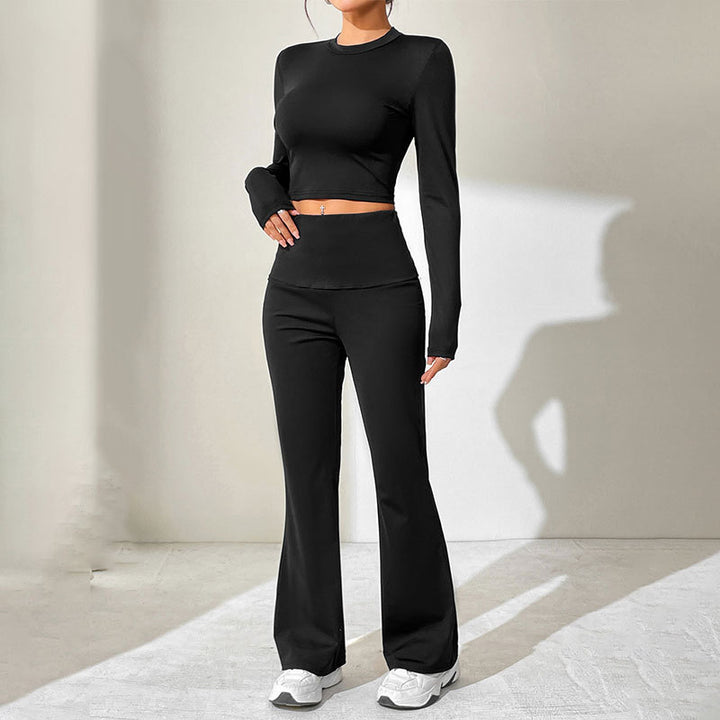 Damen Sportliches Set mit kombiniertem Cut-Out-Oberteil und weitem Hosenansatz Drune