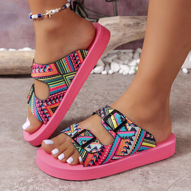 Damen verstellbare gemusterte Komfort-Sandalen Drune